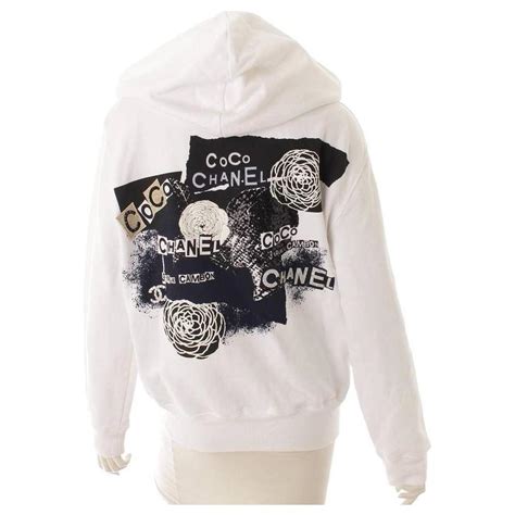 chanel sweatshirt white|Chanel hoodie white.